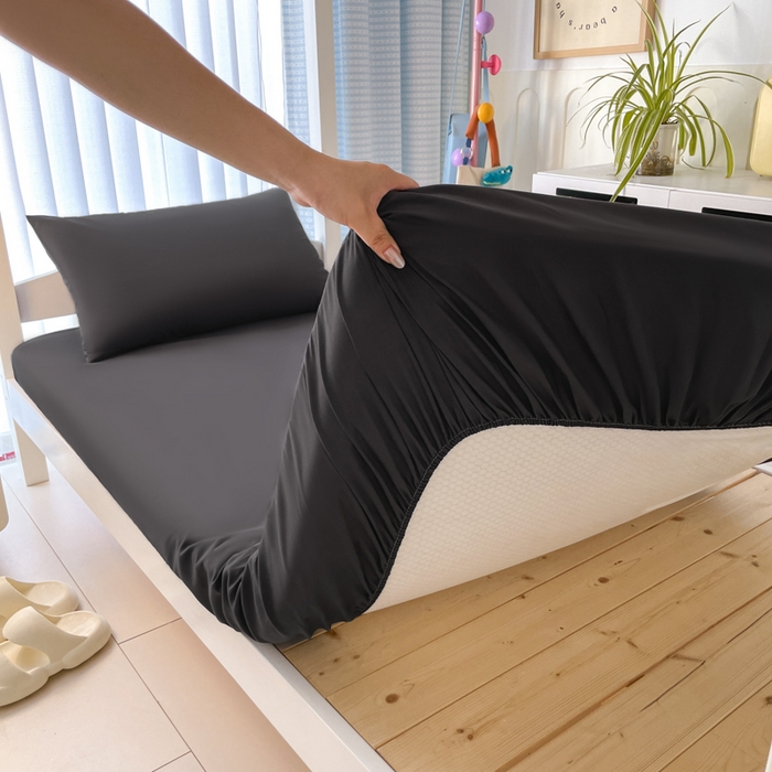 91家纺网 家纺一手货源 找家纺 老帅的工厂店 2025新款亲肤磨毛防水纯色学生床笠-小床图 深灰