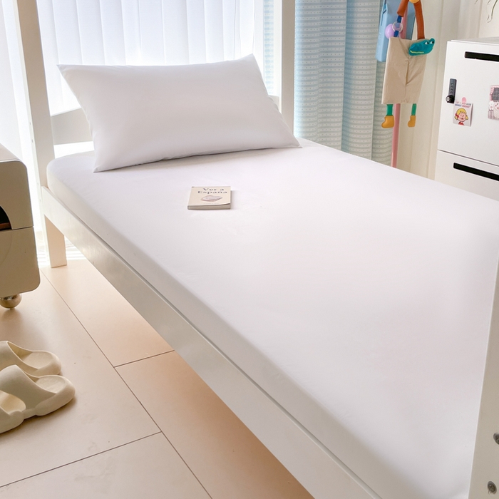 91家纺网 家纺一手货源 找家纺 老帅的工厂店 2025新款亲肤磨毛防水纯色学生床笠-小床图 白色