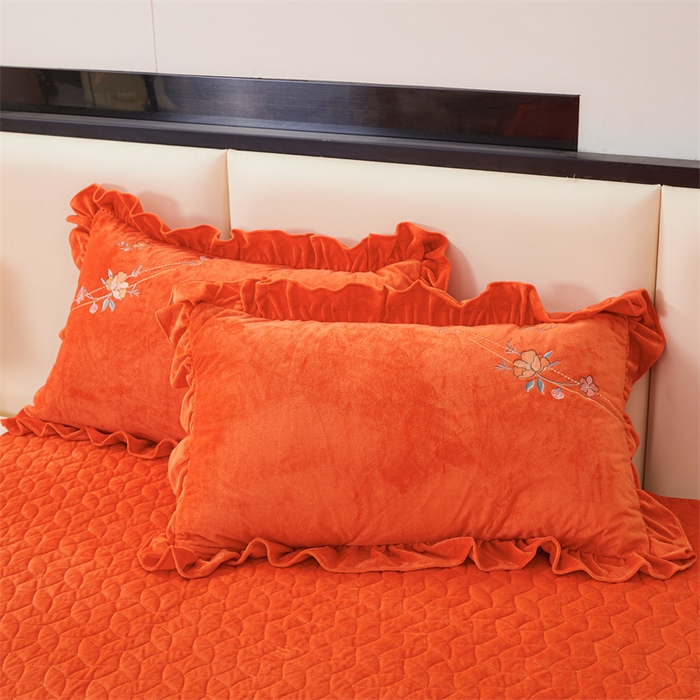 91家纺网 家纺一手货源 找家纺 2024秋冬新款茉含宝宝绒公主风四件套 美人橙-