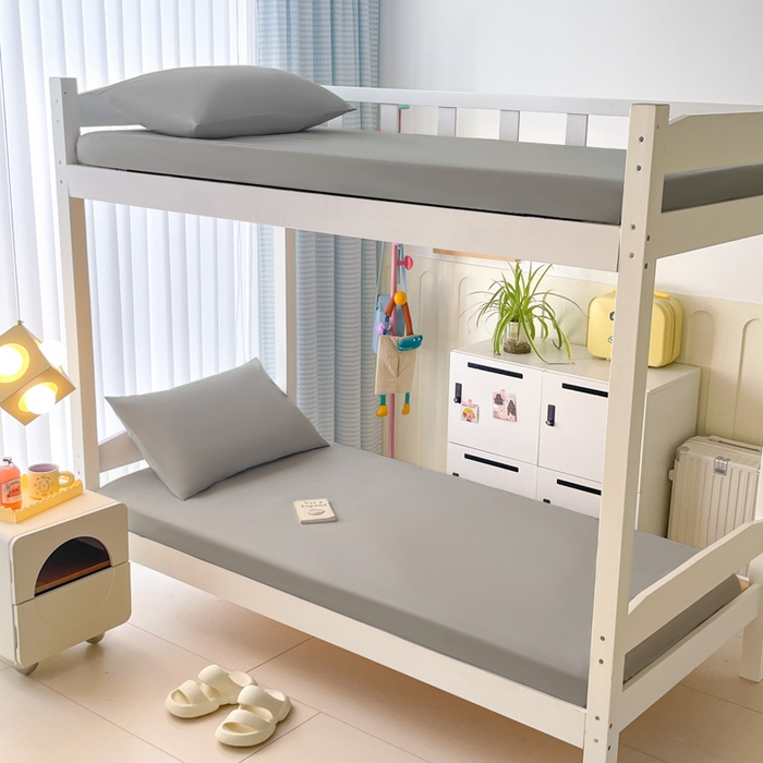 91家纺网 家纺一手货源 找家纺 老帅的工厂店 2025新款亲肤磨毛防水纯色学生床笠-小床图 灰色