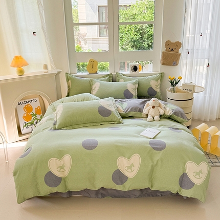 91家纺网 家纺一手货源 找家纺 （总）韩后家纺 2025新款全棉AB版磨毛印花四件套