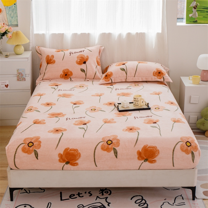 91家纺网 家纺一手货源 找家纺 锦罗绣 2024新款A类高克重牛奶绒印花四件套 春色满园