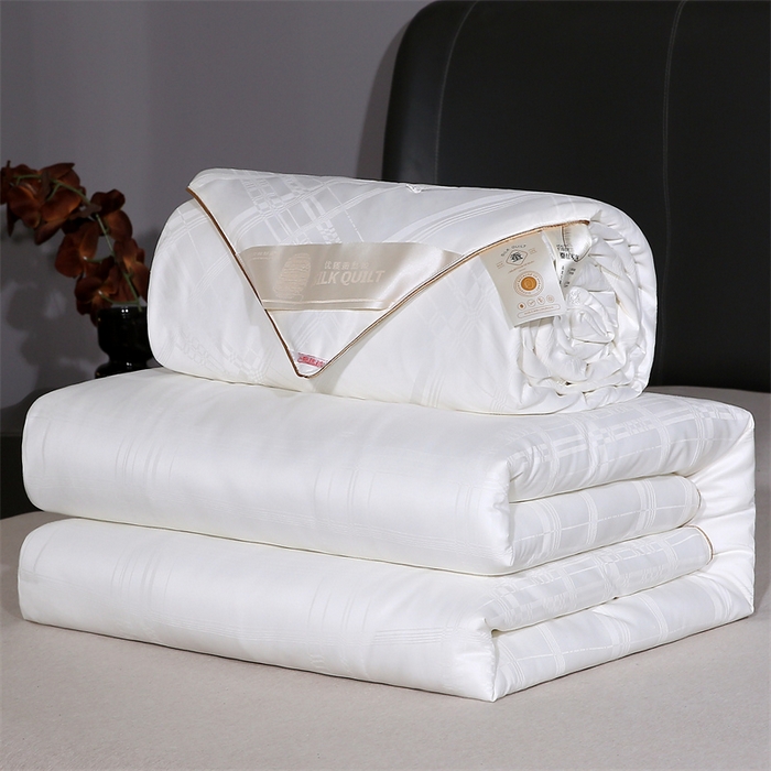 91家纺网 家纺一手货源 找家纺 芭芭棉家纺 2025新款全棉桑被冬被春秋被拉链二合一子母被被子被芯-方格系列 月光白