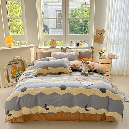 91家纺网 家纺一手货源 找家纺 （总）韩后家纺 2025新款全棉AB版磨毛印花四件套