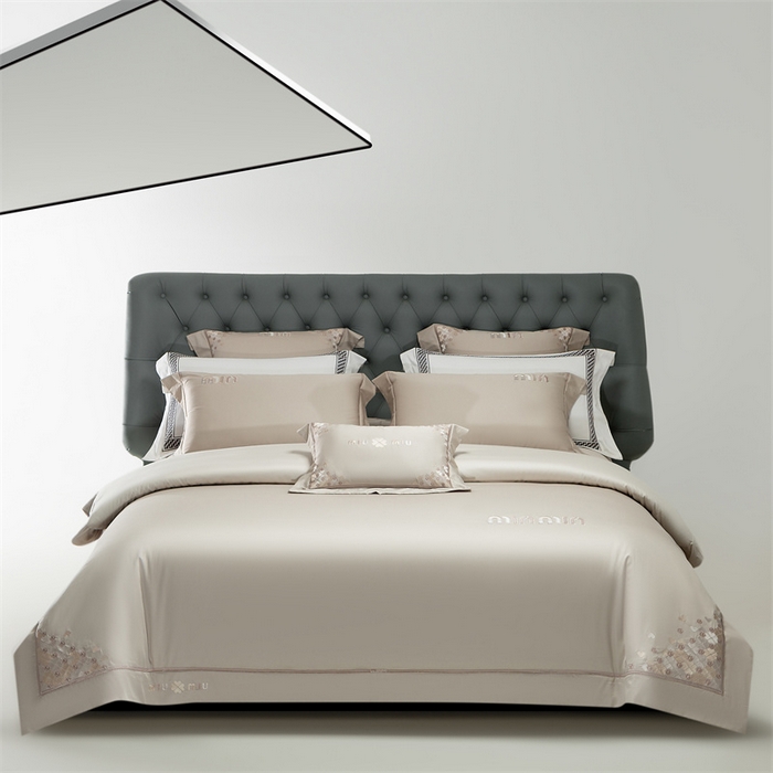 91家纺网 家纺一手货源 找家纺 2025新款AB版长绒棉高端绣花四件套-茜雅 茜雅-香槟金