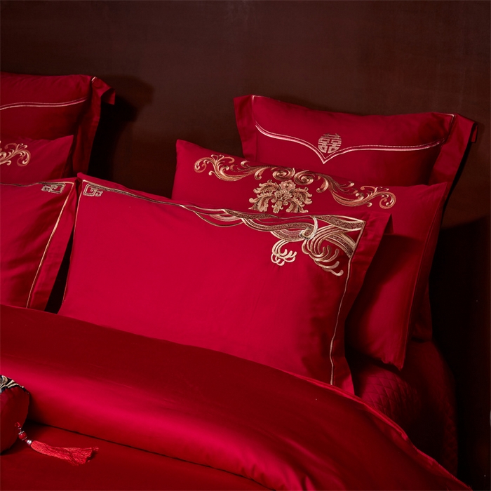 91家纺网 家纺一手货源 找家纺 宏羽纺家纺 2024新款13372纯棉婚庆套件系列 龙凤美满