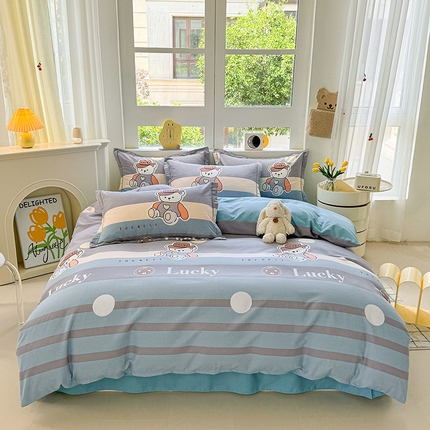 91家纺网 家纺一手货源 找家纺 （总）韩后家纺 2025新款全棉AB版磨毛印花四件套