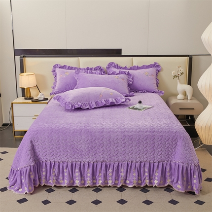 2024秋冬新品茉含宝宝绒公主风单床盖 浪漫紫-