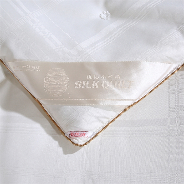 91家纺网 家纺一手货源 找家纺 芭芭棉家纺 2025新款全棉桑被冬被春秋被拉链二合一子母被被子被芯-方格系列 月光白