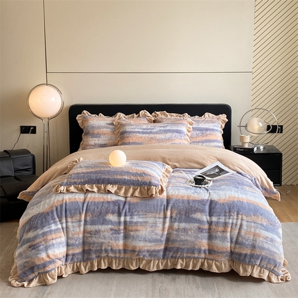 91家纺网 家纺一手货源 找家纺 （总）2024新款AB版兔毛绒韩版四件套