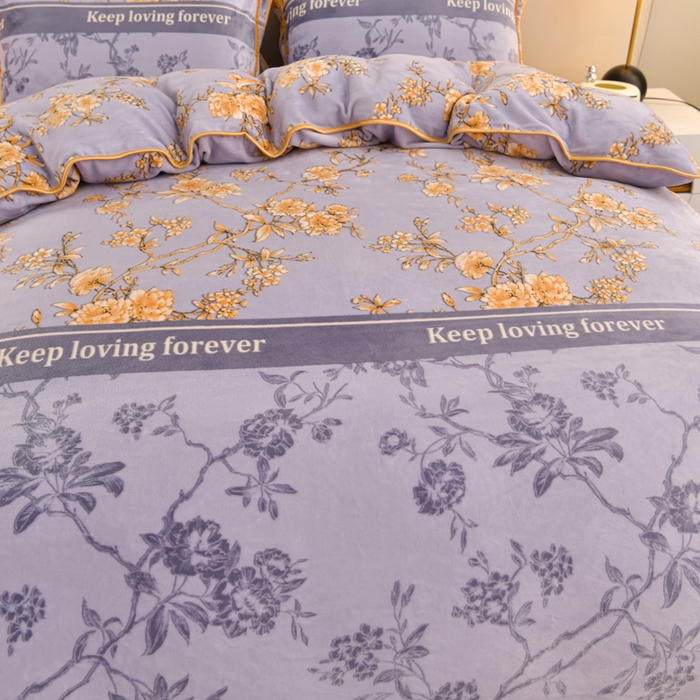 91家纺网 家纺一手货源 找家纺 亿品2025直播爆款9.5斤牛奶绒四件套加厚保暖床裙四件套 金枝玉叶