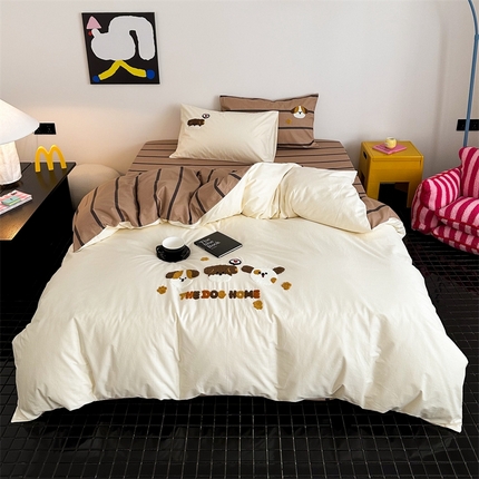 91家纺网 家纺一手货源 找家纺 珺柔家纺 2024新款全棉印加毛巾绣四件套 小怪兽