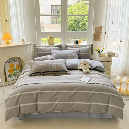 91家纺网 家纺一手货源 找家纺 （总）韩后家纺 2025新款全棉AB版磨毛印花四件套