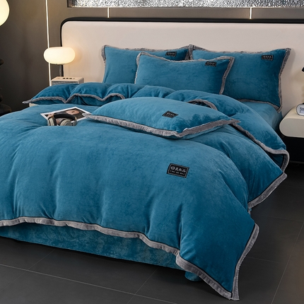 91家纺网 家纺一手货源 找家纺 （总）绒耀2025纯色加厚牛奶绒四件套轻奢款大包边素色直播爆款