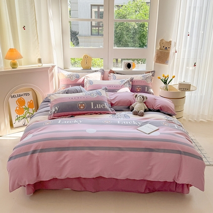 91家纺网 家纺一手货源 找家纺 （总）韩后家纺 2025新款全棉AB版磨毛印花四件套