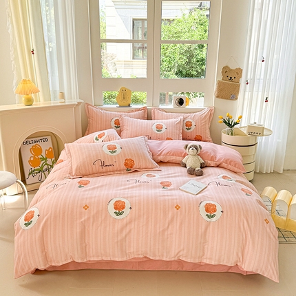 91家纺网 家纺一手货源 找家纺 （总）韩后家纺 2025新款全棉AB版磨毛印花四件套