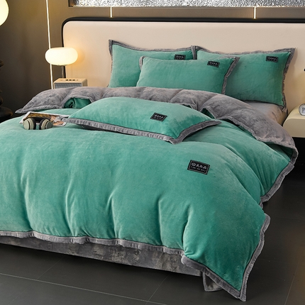 91家纺网 家纺一手货源 找家纺 （总）绒耀2025纯色加厚牛奶绒四件套轻奢款大包边素色直播爆款