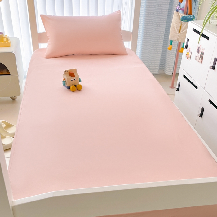 91家纺网 家纺一手货源 找家纺 老帅的工厂店 2025新款亲肤磨毛防水纯色学生床笠-小床图 蜜粉