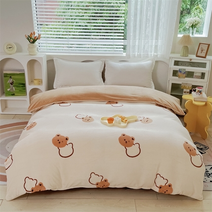 锦罗绣 2024新款A类高克重牛奶绒印花单被套 熊宝