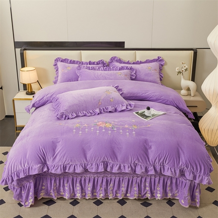 91家纺网 家纺一手货源 找家纺 （总）2024秋冬新款茉含宝宝绒公主风四件套