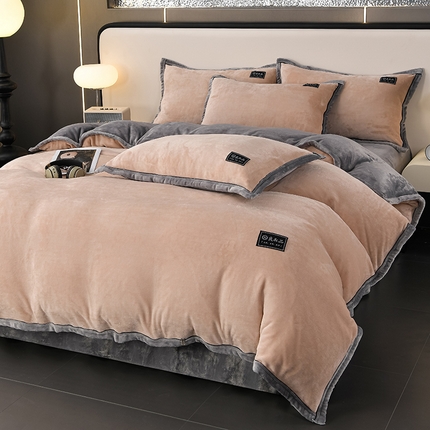 91家纺网 家纺一手货源 找家纺 （总）绒耀2025纯色加厚牛奶绒四件套轻奢款大包边素色直播爆款
