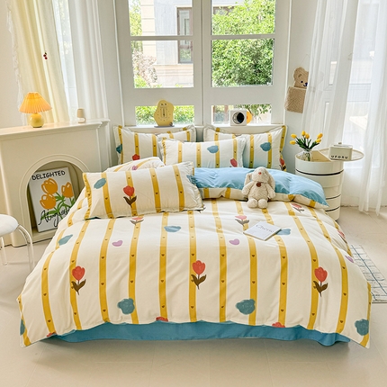 91家纺网 家纺一手货源 找家纺 （总）韩后家纺 2025新款全棉AB版磨毛印花四件套