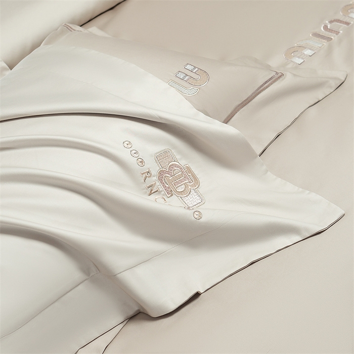 91家纺网 家纺一手货源 找家纺 2025新款AB版长绒棉高端绣花四件套-茜雅 茜雅-香槟金