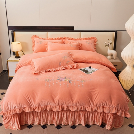 91家纺网 家纺一手货源 找家纺 （总）2024秋冬新款茉含宝宝绒公主风四件套