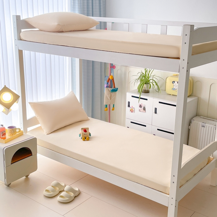 91家纺网 家纺一手货源 找家纺 老帅的工厂店 2025新款亲肤磨毛防水纯色学生床笠-小床图 本色