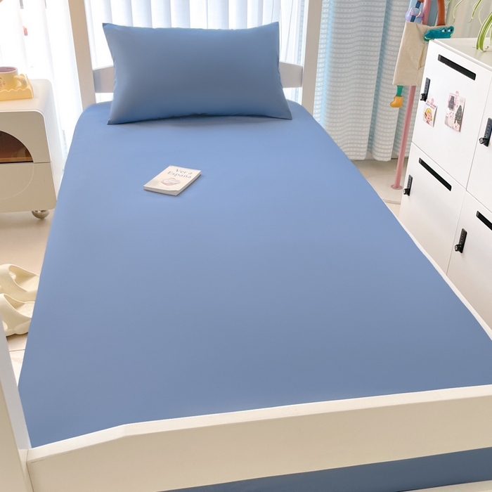 91家纺网 家纺一手货源 找家纺 老帅的工厂店 2025新款亲肤磨毛防水纯色学生床笠-小床图 雾蓝