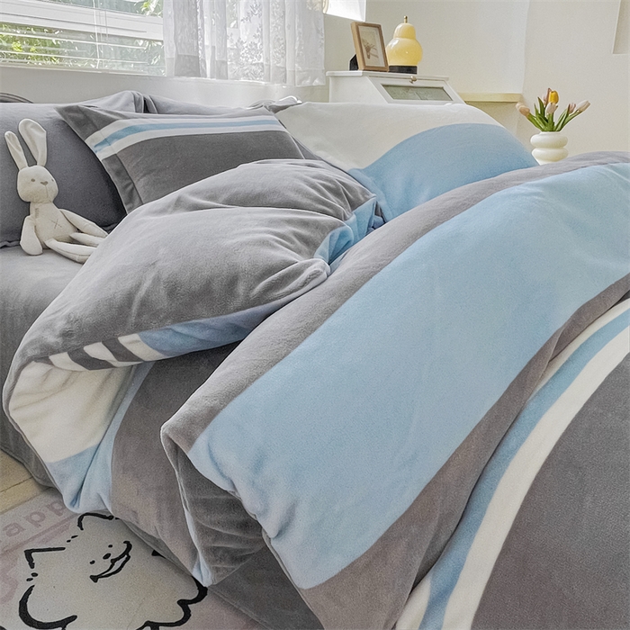 91家纺网 家纺一手货源 找家纺 锦罗绣 2024新款A类高克重牛奶绒印花单被套 简约