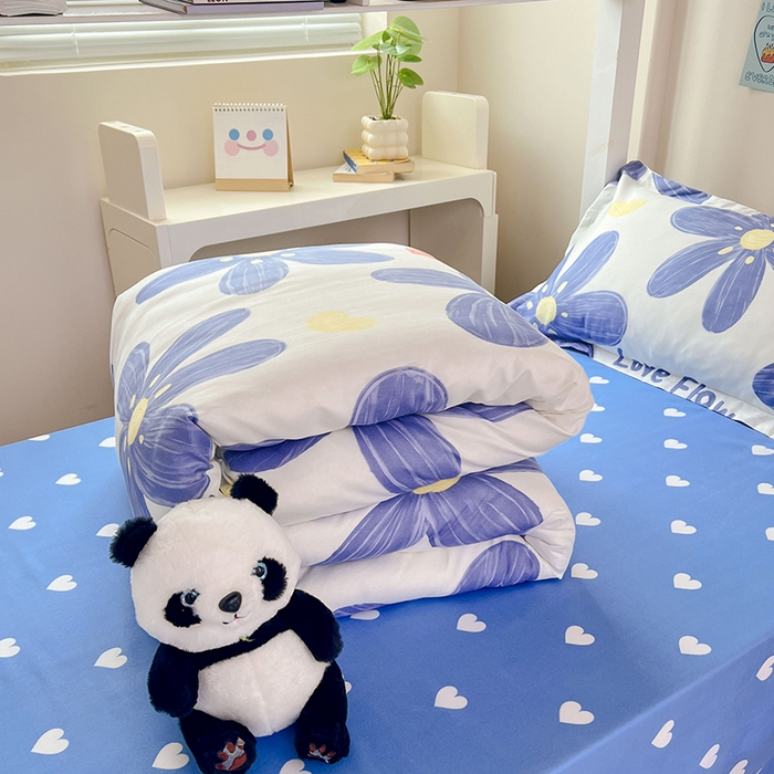 91家纺网 家纺一手货源 找家纺 卡斯诺家纺馆 2025新款芦荟棉宿舍床上下铺三件套 唯美