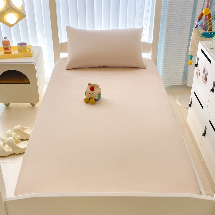 91家纺网 家纺一手货源 找家纺 老帅的工厂店 2025新款亲肤磨毛防水纯色学生床笠-小床图 杏色