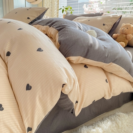 91家纺网 家纺一手货源 找家纺 晚爱家纺 2024新款A类有氧提花彩竺棉小竺棉四件套 莫里