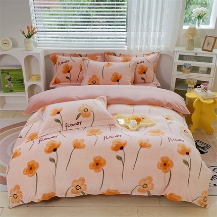 锦罗绣 2024新款A类高克重牛奶绒印花四件套 春色满园