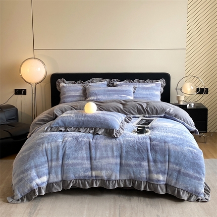 91家纺网 家纺一手货源 找家纺 （总）2024新款AB版兔毛绒韩版四件套