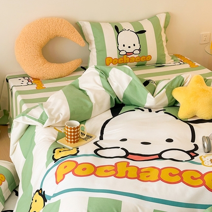 典曼家纺 2024秋冬新品三丽鸥磨毛大版卡通四件套 帕恰狗