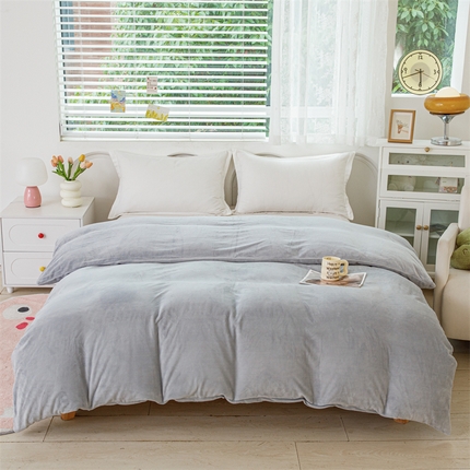 91家纺网 家纺一手货源 找家纺 锦罗绣 2024新款230克纯色牛奶绒单被套 浅灰-