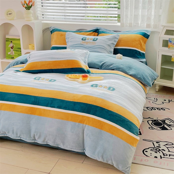 91家纺网 家纺一手货源 找家纺 锦罗绣 2024新款A类高克重牛奶绒印花四件套 好好先生