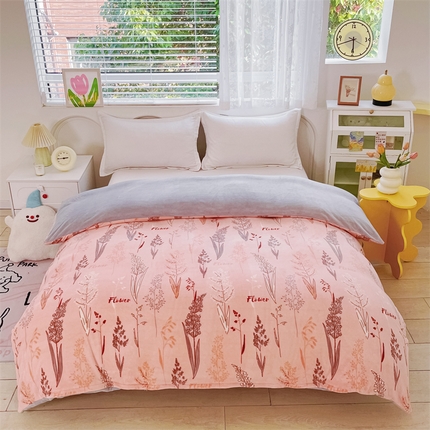 锦罗绣 2024新款A类高克重牛奶绒印花单被套 铃兰花粉