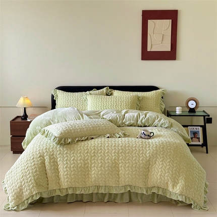 91家纺网 家纺一手货源 找家纺 （总）2024秋冬新款韩版兔毛拼接四件套