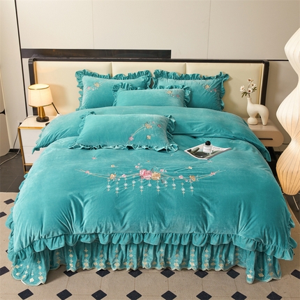 91家纺网 家纺一手货源 找家纺 （总）2024秋冬新款茉含宝宝绒公主风四件套