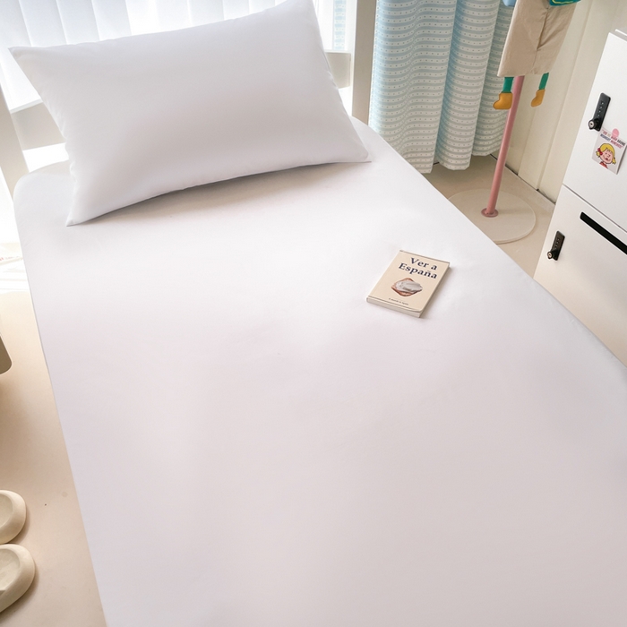 91家纺网 家纺一手货源 找家纺 老帅的工厂店 2025新款亲肤磨毛防水纯色学生床笠-小床图 白色