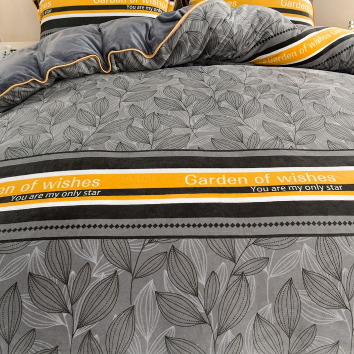 91家纺网 家纺一手货源 找家纺 亿品2025直播爆款9.5斤牛奶绒四件套加厚保暖床裙四件套 雅韵【灰】