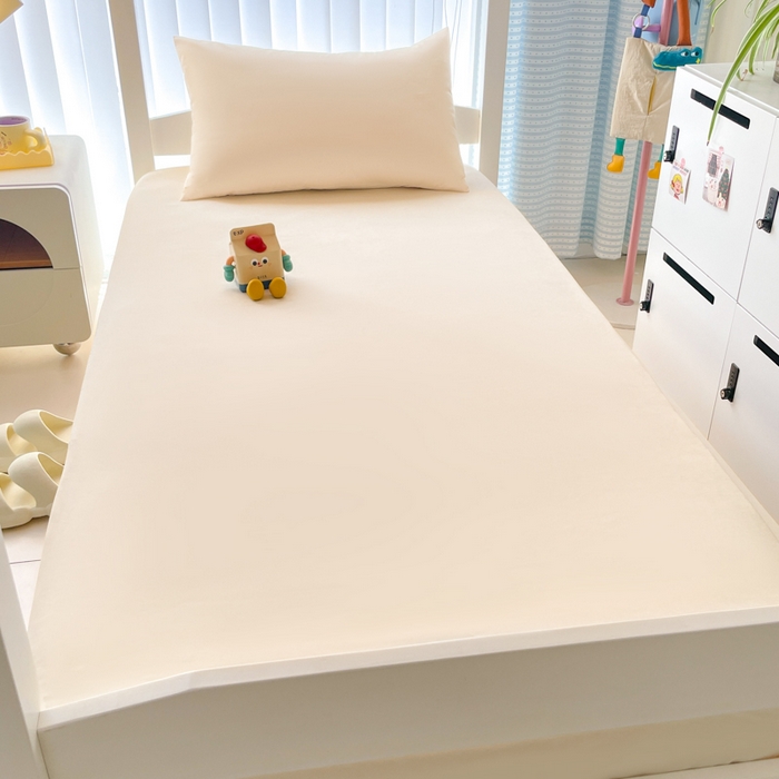 91家纺网 家纺一手货源 找家纺 老帅的工厂店 2025新款亲肤磨毛防水纯色学生床笠-小床图 本色