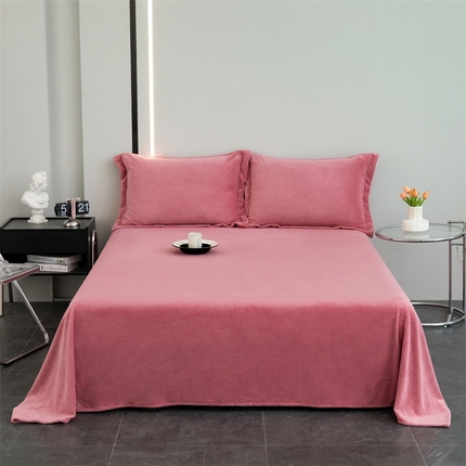 锦罗绣 2024新款230克纯色牛奶绒单床单 豆沙-