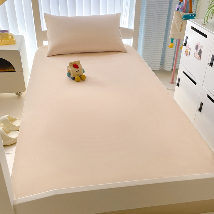 91家纺网 家纺一手货源 找家纺 老帅的工厂店 2025新款亲肤磨毛防水纯色学生床笠-小床图 杏色