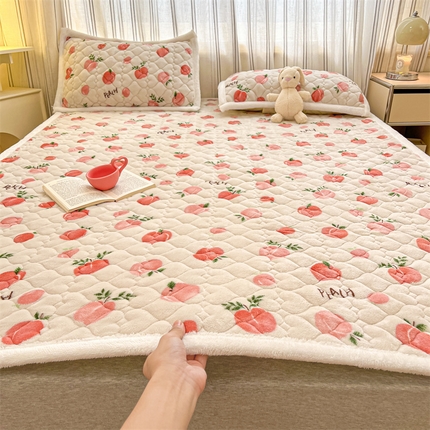 91家纺网 家纺一手货源 找家纺 （总）启程家纺 2024新款A类印花牛奶绒床垫加厚绒保暖床护垫