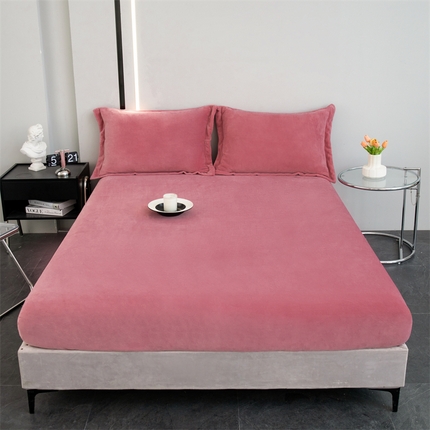 锦罗绣 2024新款230克纯色牛奶绒单床笠 豆沙