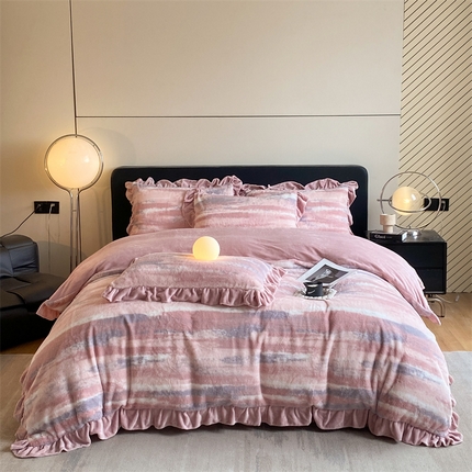 91家纺网 家纺一手货源 找家纺 （总）2024新款AB版兔毛绒韩版四件套